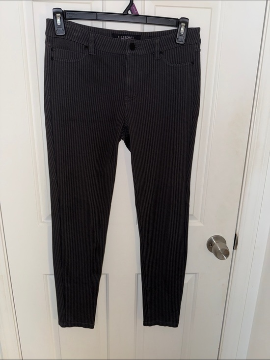 Liverpool Pants - Liverpool Los Angeles Women's Gray Vertical Pinstripe Pants Size 8/29